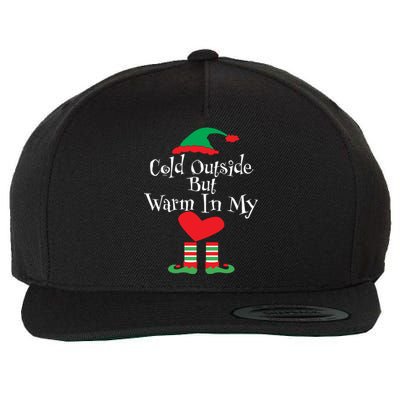 Funny Christmas Cold Outside But Warm In My Heart Elf Funny Gift Cute Gift Wool Snapback Cap