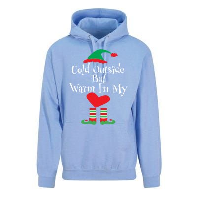 Funny Christmas Cold Outside But Warm In My Heart Elf Funny Gift Cute Gift Unisex Surf Hoodie