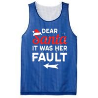 Funny Christmas Couples Outfit Dear Santa It Was Her Fault Great Gift Mesh Reversible Basketball Jersey Tank