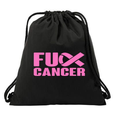 F ck Cancer Pink Ribbon Breast Cancer Awareness  Gifts Drawstring Bag