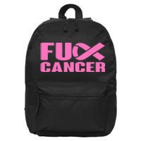 F ck Cancer Pink Ribbon Breast Cancer Awareness  Gifts 16 in Basic Backpack