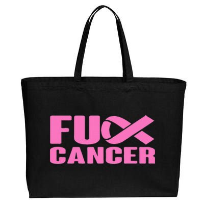 F ck Cancer Pink Ribbon Breast Cancer Awareness  Gifts Cotton Canvas Jumbo Tote