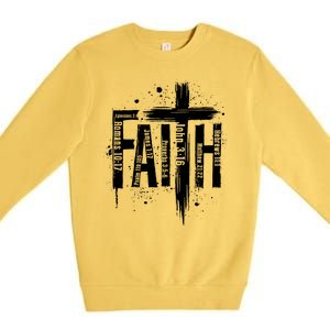 Faith Cross Christ Religious Inspirational Apparel Premium Crewneck Sweatshirt