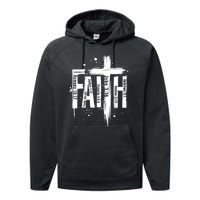 Faith Cross Christ Religious Inspirational Apparel Performance Fleece Hoodie