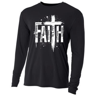 Faith Cross Christ Religious Inspirational Apparel Cooling Performance Long Sleeve Crew