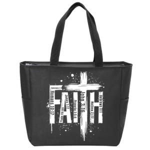 Faith Cross Christ Religious Inspirational Apparel Zip Tote Bag