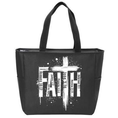 Faith Cross Christ Religious Inspirational Apparel Zip Tote Bag