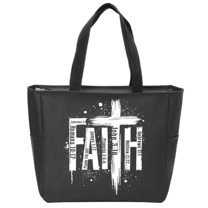 Faith Cross Christ Religious Inspirational Apparel Zip Tote Bag