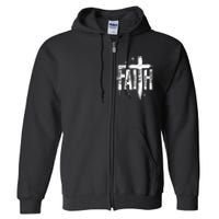 Faith Cross Christ Religious Inspirational Apparel Full Zip Hoodie