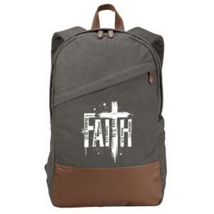 Faith Cross Christ Religious Inspirational Apparel Cotton Canvas Backpack