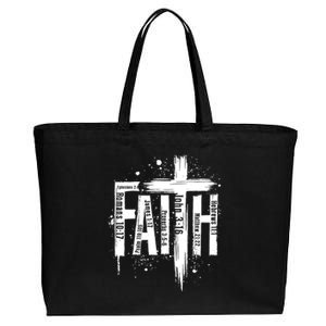 Faith Cross Christ Religious Inspirational Apparel Cotton Canvas Jumbo Tote