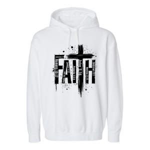 Faith Cross Christ Religious Inspirational Apparel Garment-Dyed Fleece Hoodie