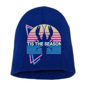 Funny Crawfish Crayfish Retro Tis The Season Gift Short Acrylic Beanie