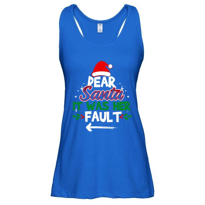 Funny Christmas Couples Outfit Dear Santa It Was Her Fault Meaningful Gift Ladies Essential Flowy Tank