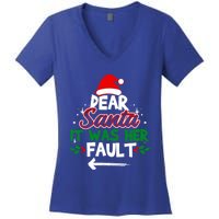 Funny Christmas Couples Outfit Dear Santa It Was Her Fault Meaningful Gift Women's V-Neck T-Shirt