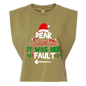 Funny Christmas Couples Outfit Dear Santa It Was Her Fault Meaningful Gift Garment-Dyed Women's Muscle Tee