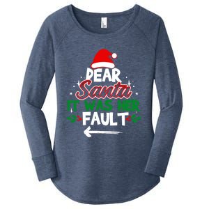 Funny Christmas Couples Outfit Dear Santa It Was Her Fault Meaningful Gift Women's Perfect Tri Tunic Long Sleeve Shirt