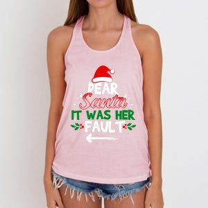 Funny Christmas Couples Outfit Dear Santa It Was Her Fault Meaningful Gift Women's Knotted Racerback Tank