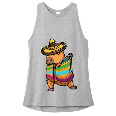 Funny Capybara Cinco De Mayo Rodent Dab Mexican Gift Ladies PosiCharge Tri-Blend Wicking Tank