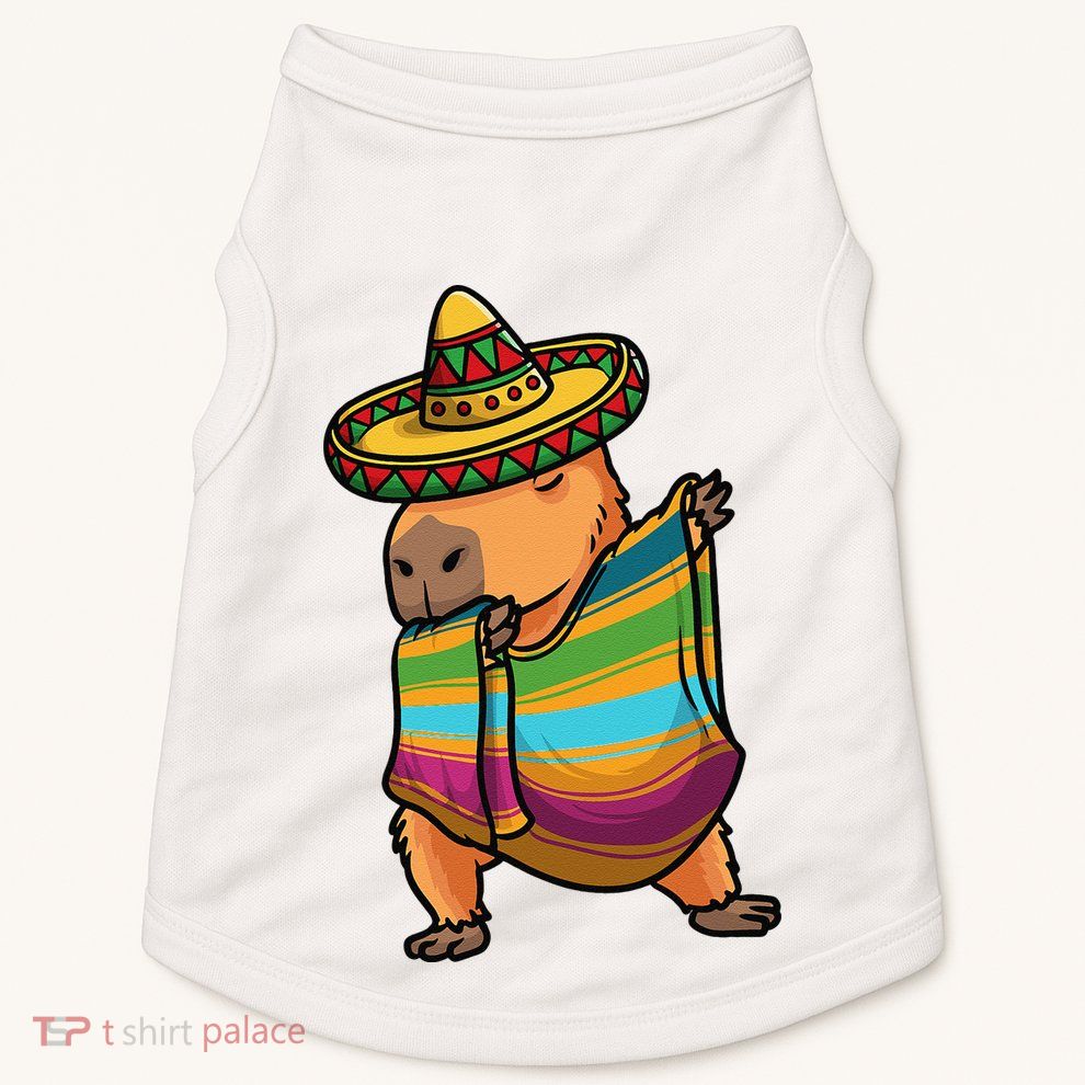 Funny Capybara Cinco De Mayo Rodent Dab Mexican Gift Doggie Tank