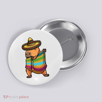 Funny Capybara Cinco De Mayo Rodent Dab Mexican Gift Button