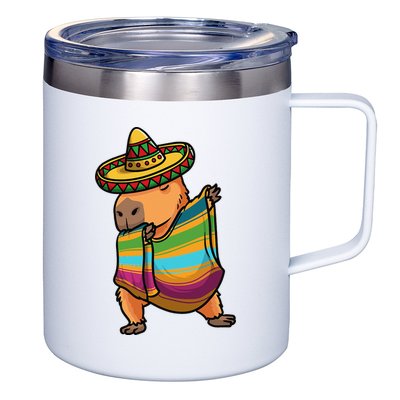 Funny Capybara Cinco De Mayo Rodent Dab Mexican Gift 12oz Stainless Steel Coffee Mug