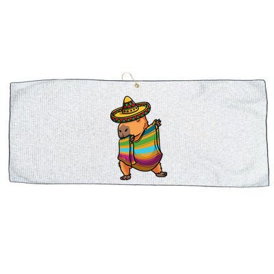 Funny Capybara Cinco De Mayo Rodent Dab Mexican Gift Large Microfiber Waffle Golf Towel