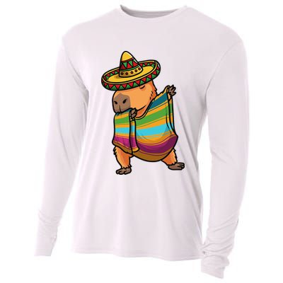 Funny Capybara Cinco De Mayo Rodent Dab Mexican Gift Cooling Performance Long Sleeve Crew