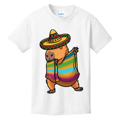 Funny Capybara Cinco De Mayo Rodent Dab Mexican Gift Kids T-Shirt