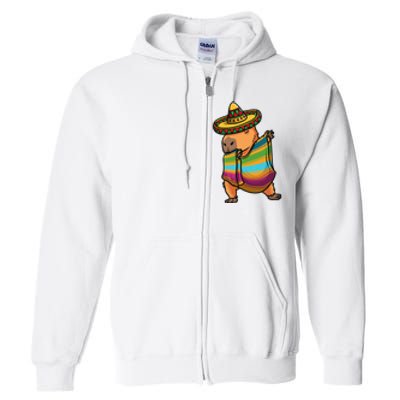 Funny Capybara Cinco De Mayo Rodent Dab Mexican Gift Full Zip Hoodie