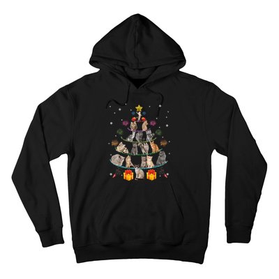 Funny Cats Christmas Tree Meowy Xmas Cats Tree Lights Gift Hoodie