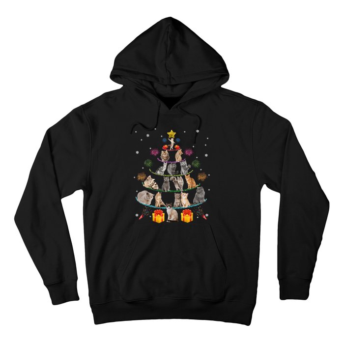 Funny Cats Christmas Tree Meowy Xmas Cats Tree Lights Gift Hoodie