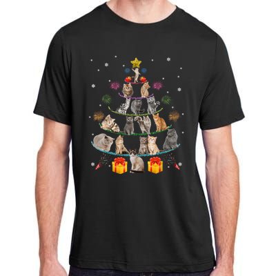 Funny Cats Christmas Tree Meowy Xmas Cats Tree Lights Gift Adult ChromaSoft Performance T-Shirt