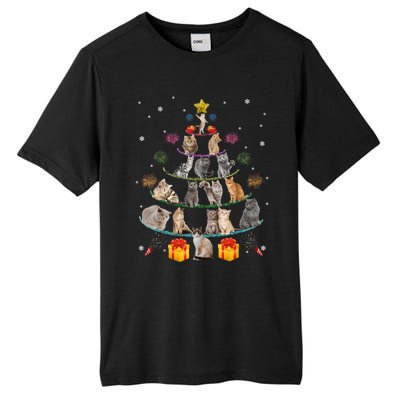 Funny Cats Christmas Tree Meowy Xmas Cats Tree Lights Gift Tall Fusion ChromaSoft Performance T-Shirt