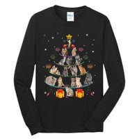 Funny Cats Christmas Tree Meowy Xmas Cats Tree Lights Gift Tall Long Sleeve T-Shirt