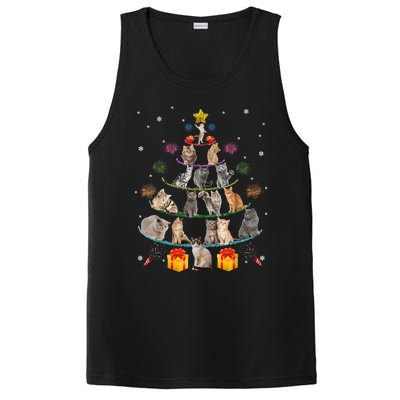 Funny Cats Christmas Tree Meowy Xmas Cats Tree Lights Gift PosiCharge Competitor Tank