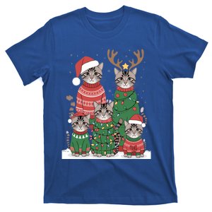 Funny Cat Christmas Light Santa Reindeer Holiday Xmas Cats Meaningful Gift T-Shirt