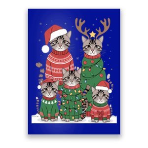 Funny Cat Christmas Light Santa Reindeer Holiday Xmas Cats Meaningful Gift Poster