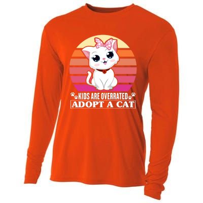 Funny Cute Cat Dad Cat Mom Are Overrated Adopt A Cat Gift Cooling Performance Long Sleeve Crew