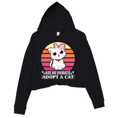 Funny Cute Cat Dad Cat Mom Are Overrated Adopt A Cat Gift Crop Fleece Hoodie