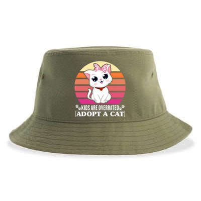 Funny Cute Cat Dad Cat Mom Are Overrated Adopt A Cat Gift Sustainable Bucket Hat