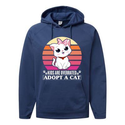 Funny Cute Cat Dad Cat Mom Are Overrated Adopt A Cat Gift Performance Fleece Hoodie