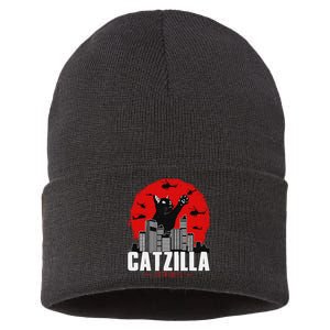 funny Catzilla Cute Cat Stuff For Cat Lover Sustainable Knit Beanie