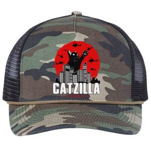 funny Catzilla Cute Cat Stuff For Cat Lover Retro Rope Trucker Hat Cap