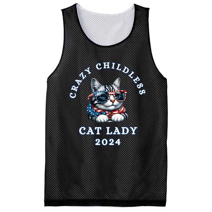 Funny Childless Crazy Cat Lady 2024 Crazy Cat Lady Funny Mesh Reversible Basketball Jersey Tank