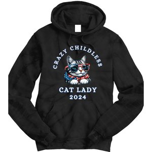 Funny Childless Crazy Cat Lady 2024 Crazy Cat Lady Funny Tie Dye Hoodie