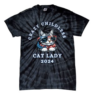 Funny Childless Crazy Cat Lady 2024 Crazy Cat Lady Funny Tie-Dye T-Shirt