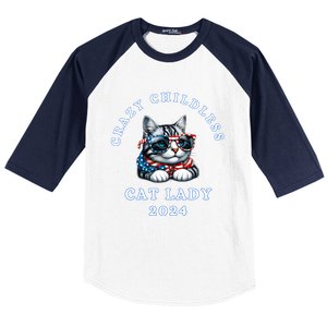 Funny Childless Crazy Cat Lady 2024 Crazy Cat Lady Funny Baseball Sleeve Shirt