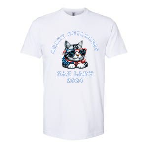 Funny Childless Crazy Cat Lady 2024 Crazy Cat Lady Funny Softstyle CVC T-Shirt