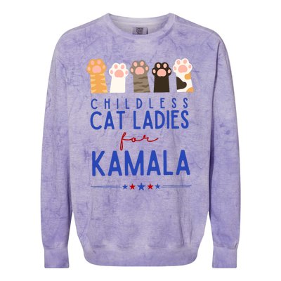 Funny Childless Cat Ladies For Kamala Harris 2024 President Colorblast Crewneck Sweatshirt